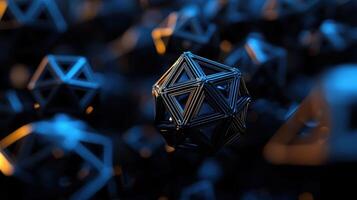 3d rendering of a cube with many different shapes photo
