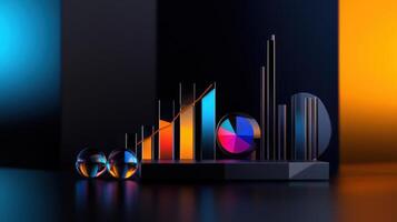 A colorful array of graphs and pie charts are displayed on a black background photo