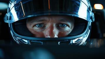 A close up of a man in a racing car photo