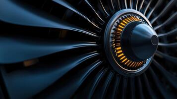 A close up of a jet engine with a yellow part photo