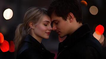 A couple is hugging and kissing each other photo