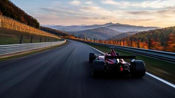 The car is the main focus of the image, and it conveys a sense of excitement photo