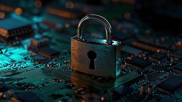 A lock is on a computer chip photo
