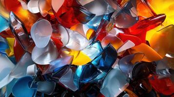 A colorful pile of broken glass pieces photo