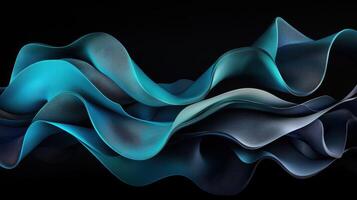 A blue and white wave with a black background photo