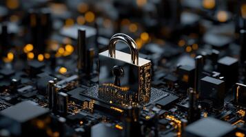 A computer chip with a keyhole in the middle photo