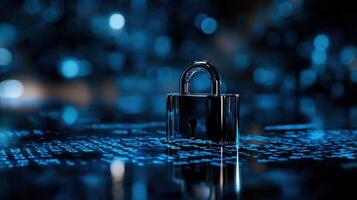 A blue lock is on a blue background photo