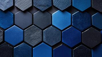 A blue and black patterned tile with a blue and black background photo