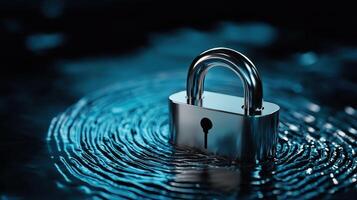 A silver lock is floating in a body of water photo