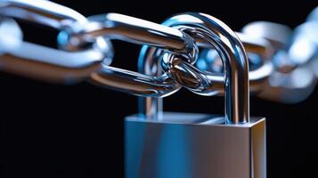 A silver chain with a silver lock photo