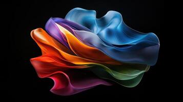 A colorful piece of fabric is displayed on a black background photo