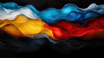A colorful wave of fabric with a black background photo