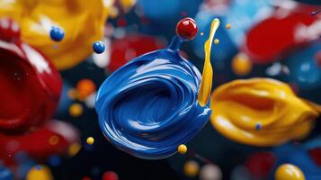 A splash of paint with a blue blob in the middle photo
