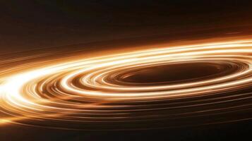 Glowing circular patterns of light swirl in a dark setting, creating a captivating and dynamic visual effect reminiscent of cosmic energy in motion photo