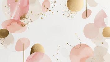 Elegant abstract design featuring soft pink and gold elements on a light background, perfect for invitations or decor settings photo