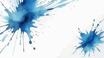 Colorful splashes of blue watercolor on a white background creating a dynamic artistic expression of creativity and fluidity photo