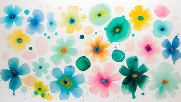 Colorful watercolor flowers creating a vibrant and artistic display in a bright setting photo