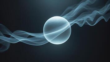 Mysterious glowing orb surrounded by wisps of smoke in a dark setting photo