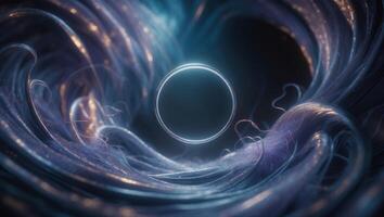 Ethereal swirling patterns and luminous sphere create a mesmerizing visual effect in a cosmic space environment photo
