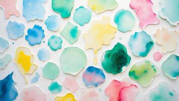 Vibrant watercolor circles in various colors on a light background showcasing creative artistic expression photo