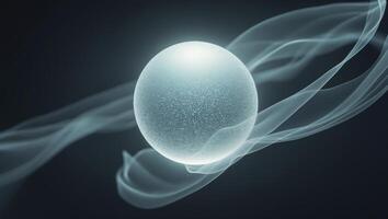 Glowing sphere surrounded by ethereal wisps in a dark space environment showcasing subtle movements of energy photo