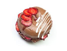 various donuts on white background photo