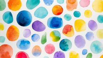 Colorful watercolor circles on a white background create a vibrant artistic pattern photo
