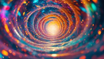 Swirling vortex of light and color creating a mesmerizing tunnel effect in the digital realm photo