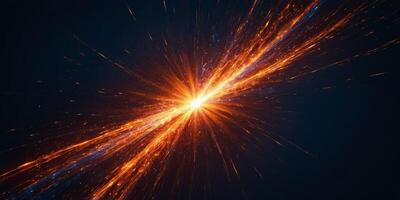 Dynamic explosion of light and particles captured in a cosmic event at twilight showcasing vibrant energy dispersion photo