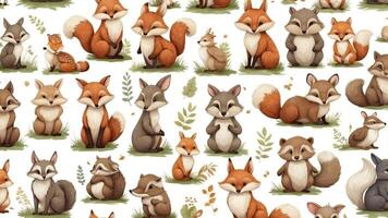 Cute and colorful fox and animal patterns showcasing playful designs on a light background photo