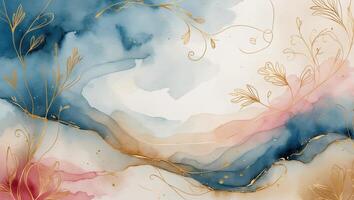 Elegant watercolor abstract artwork featuring soft colors and delicate floral designs in a serene composition photo