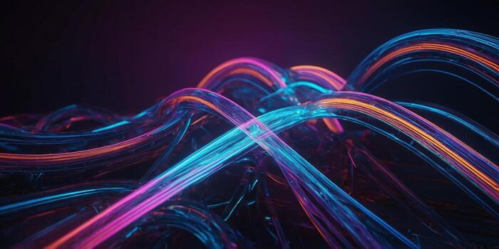 Colorful light waves create a dynamic visual display in an abstract digital environment during a virtual art showcase photo