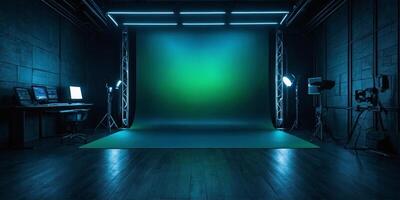 Modern studio space with dynamic lighting for creative projects and production photo