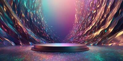 Vibrant abstract stage with shimmering colors and depth designed for performances and events photo