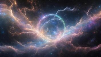 Cosmic swirl of colors and light in a vast interstellar background during a celestial event photo