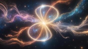 Exploring a vibrant cosmic nebula with swirling gases and shimmering stars in deep space photo