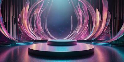 Vibrant stage design with colorful light effects in a modern performance venue photo