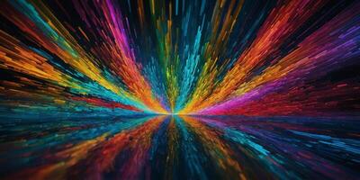 Colorful burst of light displayed against a dark background, creating an artistic explosion of hues and energy photo