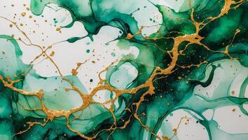 Abstract design featuring turquoise and gold patterns on a white background photo