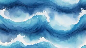 Waves create a dynamic blue ocean backdrop featuring vibrant water patterns and textures photo