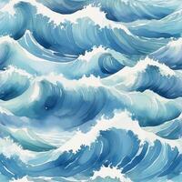 Ocean waves create a dynamic pattern showcasing blues and whites in a vibrant seascape environment photo