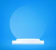Blue background 3d with white podium space for selling products, backdrop, wallpaper, background, text. 3D abstract studio room with pedestal podium. illustration. vector