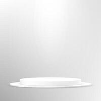 Gray background 3d with white podium. Modern Product Display Mockup for Showroom Showcase. Platform illuminated by spotlight. illustration. vector