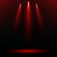 Empty stage glowing red color light on dark red background. Space for selling products on the website. Empty room with spotlight effect. vector