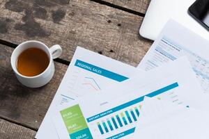 Showing business and financial report. Accounting photo