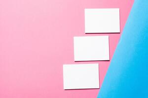 Mock up on pink and blue background photo