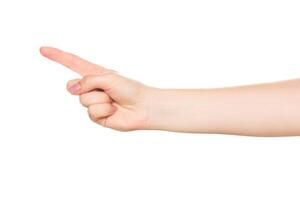 Gesture of a hand pointing forward indicating direction or emphasis in a clear and focused manner photo