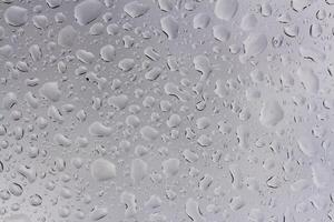 Water droplets on a glass surface create a textured pattern in soft light, highlighting nature's design photo