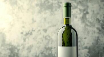 A bottle of wine sitting on a table photo