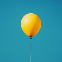 A yellow balloon is floating in the air photo